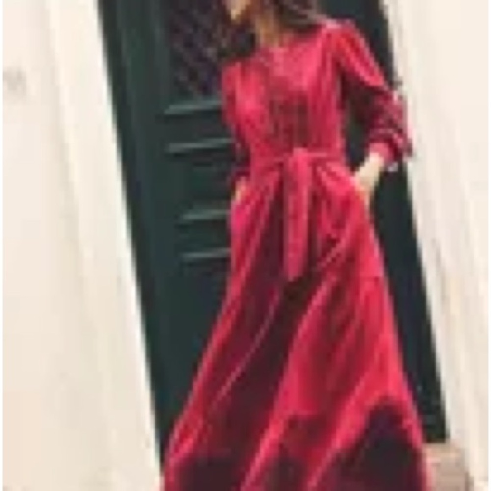 Boden Rich Red Long Sleeve Dress